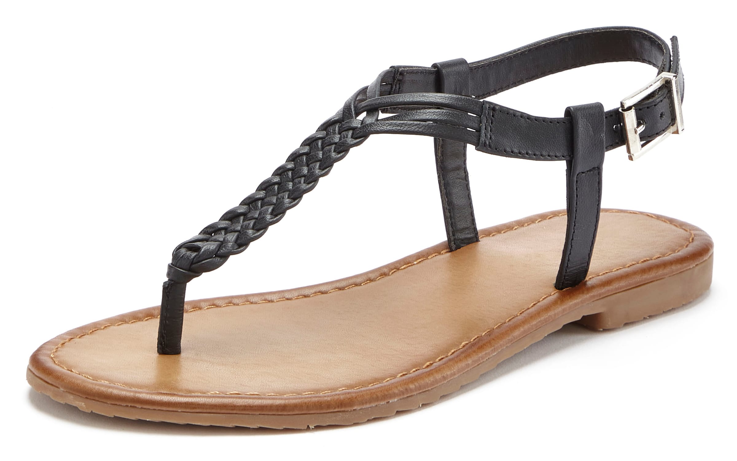 VIVANCE T-Bar Sandals in Black: front