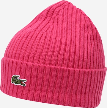 LACOSTE Beanie in Pink: front