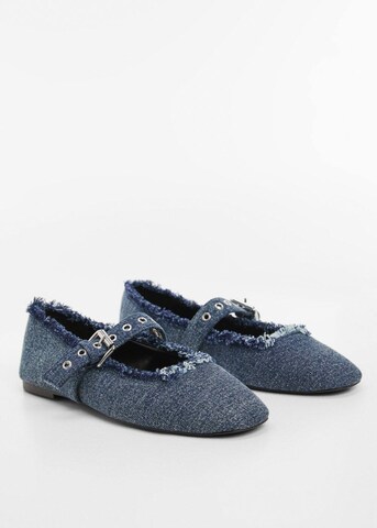 MANGO Ballet Flats with Strap 'Deli' in Blue