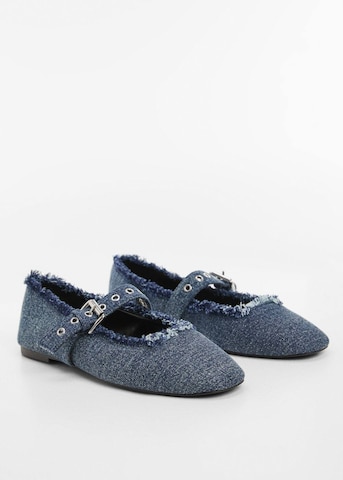MANGO Ballet Flats with Strap 'Deli' in Blue
