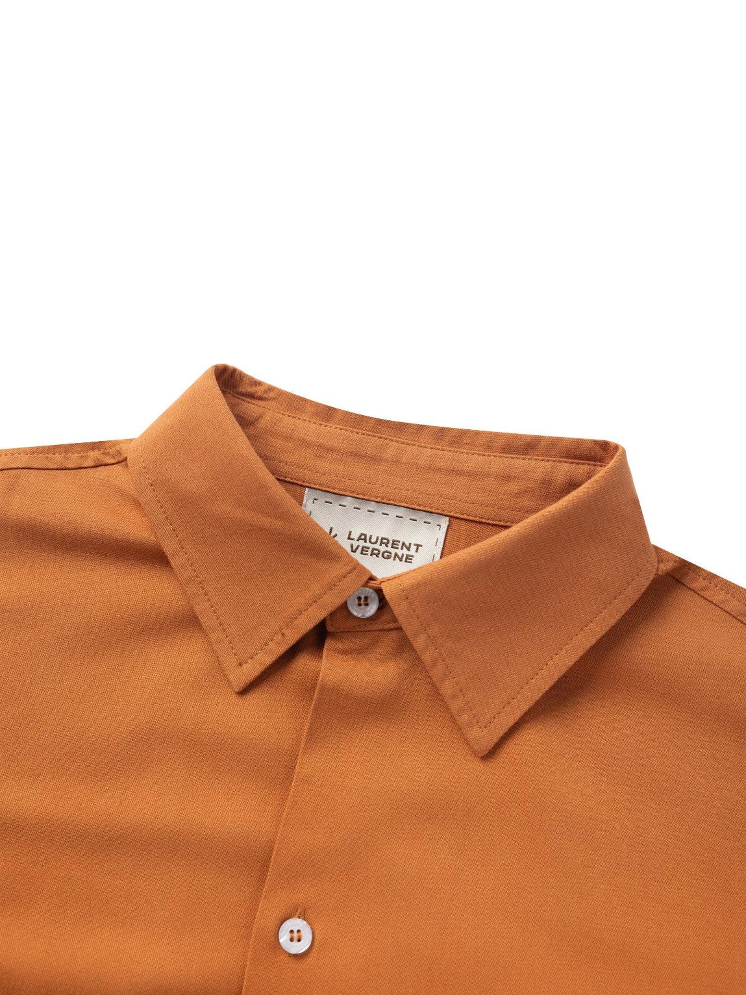 Laurent Vergne Slim fit Button Up Shirt 'Menton - Bowling Shirt Brique' in Orange