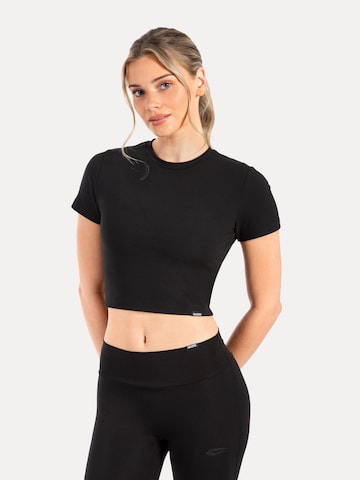 Smilodox Crop Shirt Kenna in Schwarz: Vorderseite