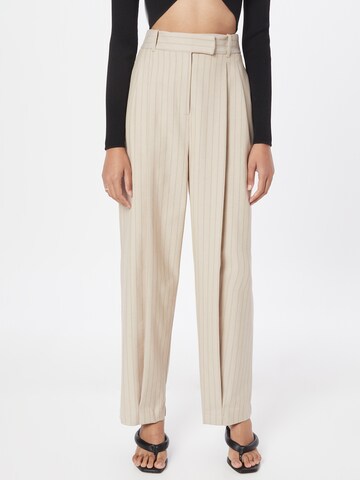 River Island Loose fit Trousers with creases in Beige: front