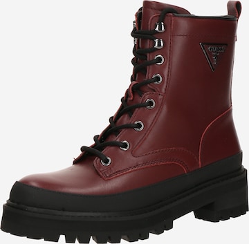 Ghete cu șireturi 'BADA2' de la GUESS pe roșu: față