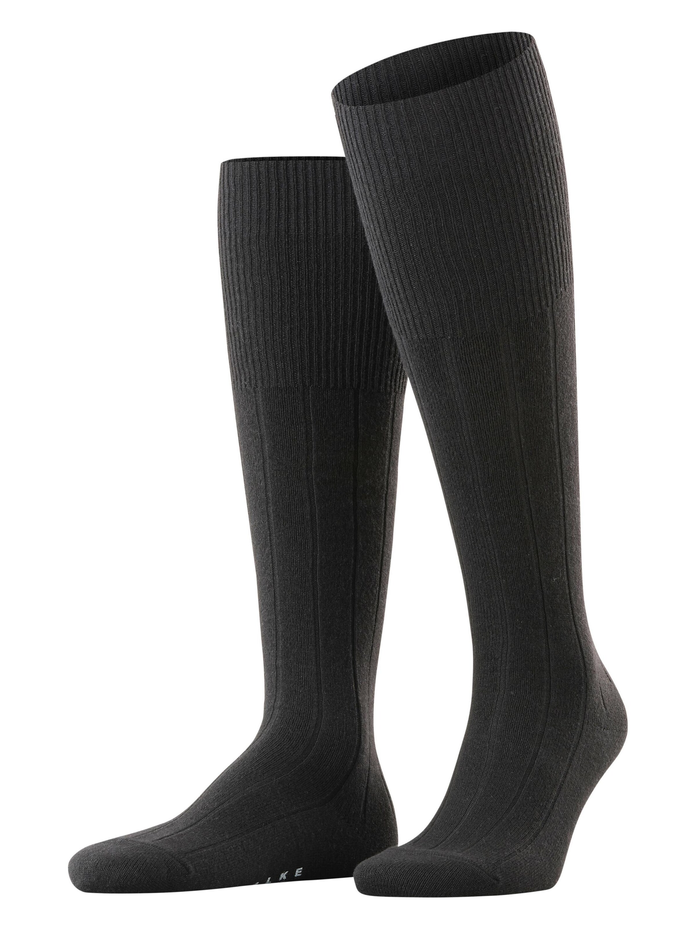 FALKE Knee High Socks 'Lhasa Rib' in Black: front