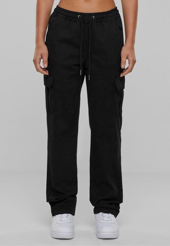 Urban Classics Regular Cargo Pants in Black: front