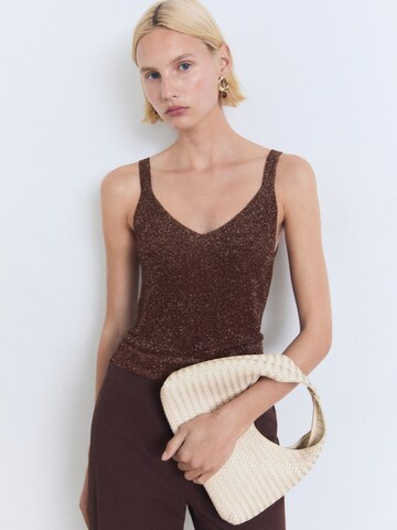 MANGO Knitted Top 'KLING' in Brown: front
