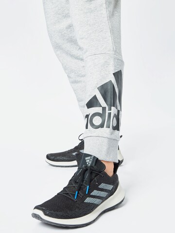 ADIDAS SPORTSWEAR Zwężany krój Spodnie sportowe 'Essentials French Terry Tapered Cuff Logo' w kolorze szary