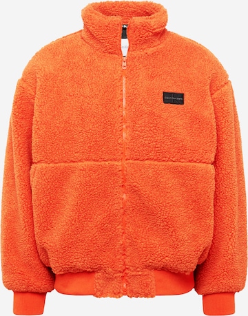 Calvin Klein Jeans Zip-Up Hoodie in Orange: front