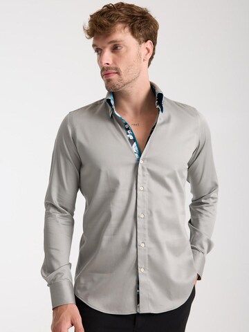 Slim fit Camicia 'Marco Polo Iconic Satin Man Shirt White' di 7Camicie in grigio