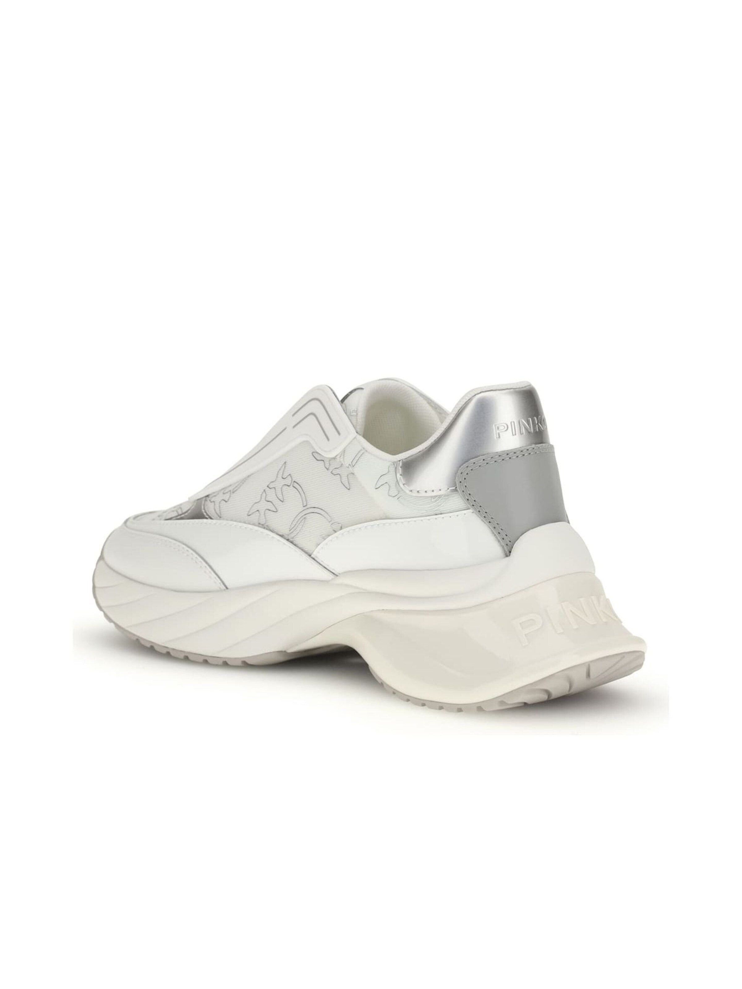PINKO Sneakers laag 'Ariel 19 - Sneaker Calf Leather/Patent/Monogram Net' in Wit
