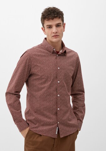 s.Oliver Slim fit Overhemd in Bruin: voorkant