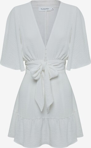 Robe 'MARTHA' Tussah en blanc : devant