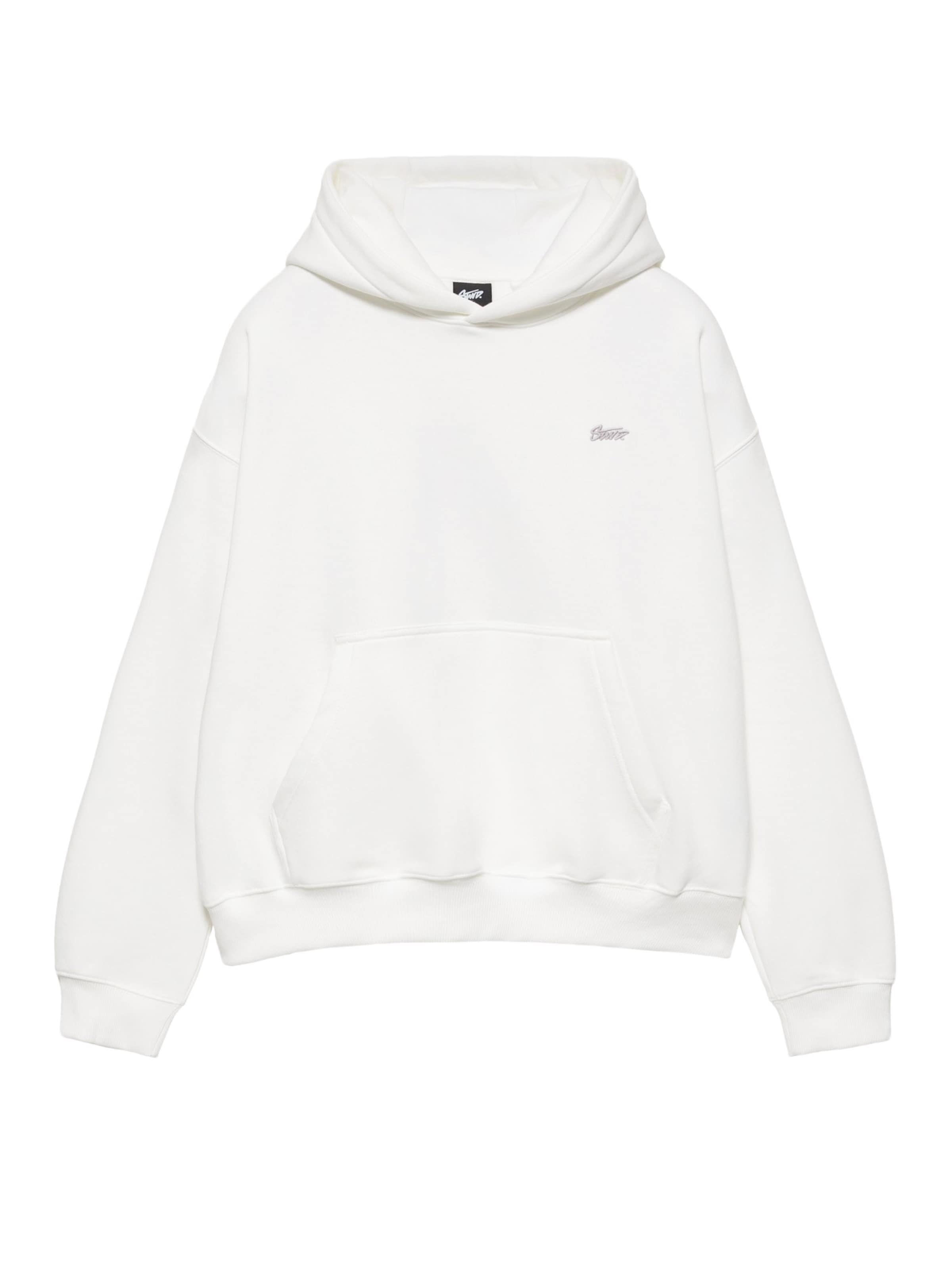 Pull&Bear Sweatshirt 'STWD' in Weiß: Vorderseite