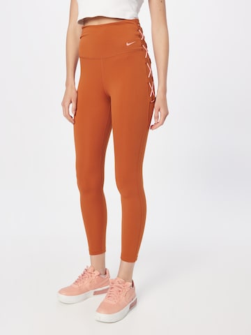 NIKE Skinny Fit Спортен панталон в оранжево: отпред