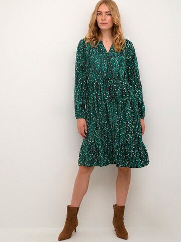 Cream Shirt Dress 'Tiah' in Green