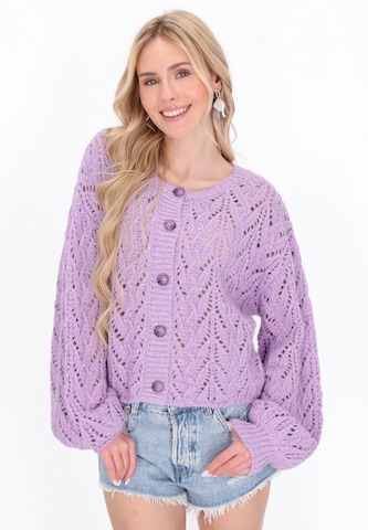 Cardigan IZIA en violet : devant