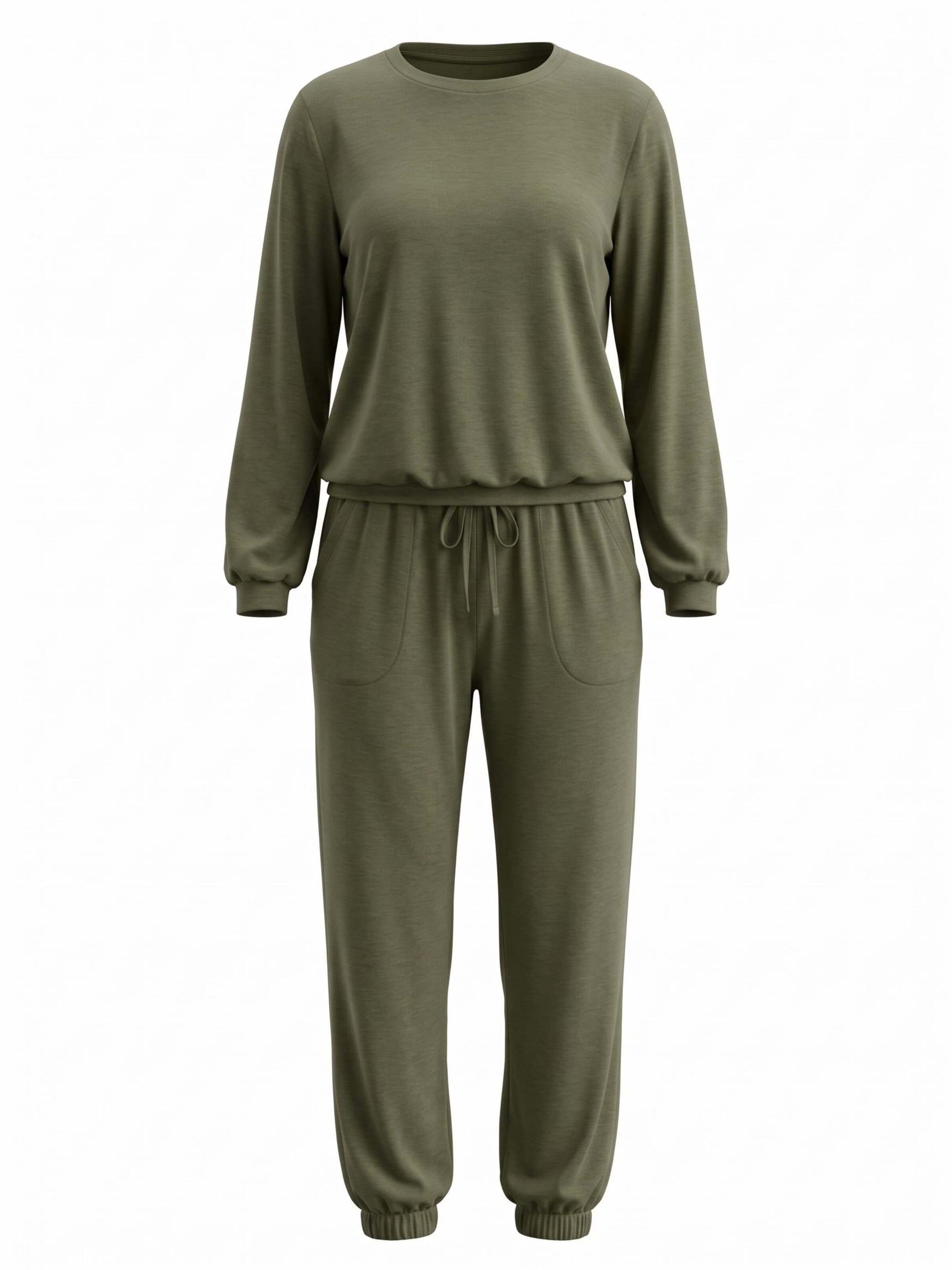 Cupshe - Pijama 'Long Sleeve' em verde: frente