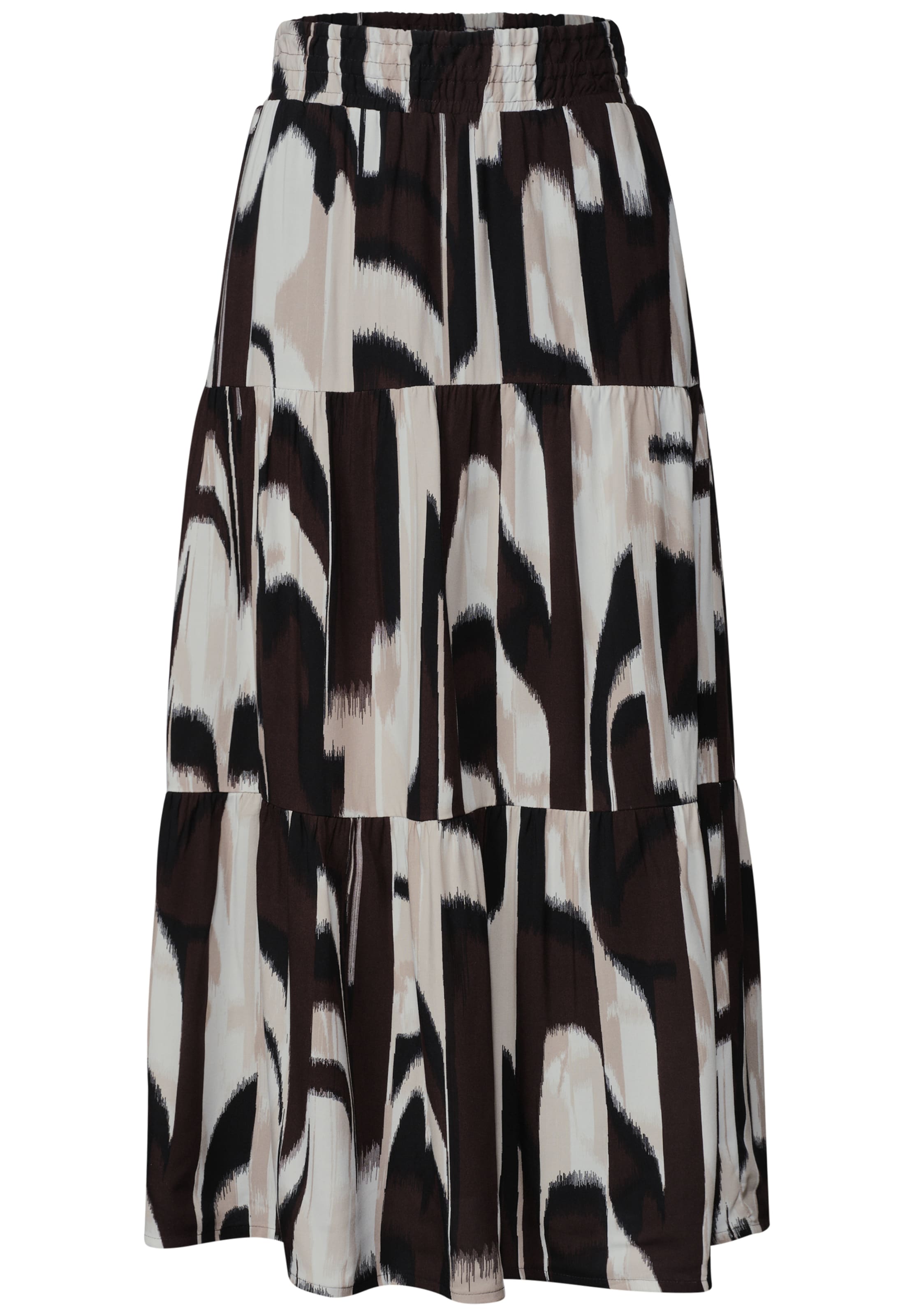 STREET ONE Maxi-Rock mit Volants und Print in Braun: Vorderseite