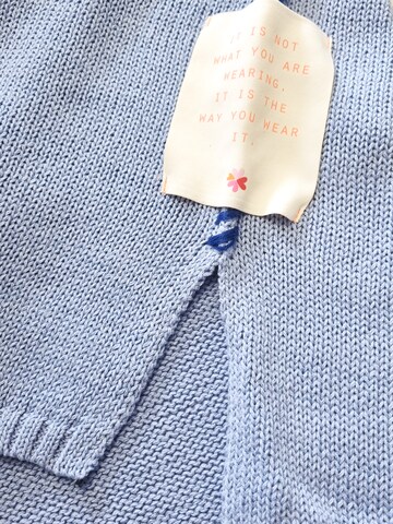 Pullover 'Strickpullover mit Flockschrift und Ziernaht' di LIKS. Munich in blu