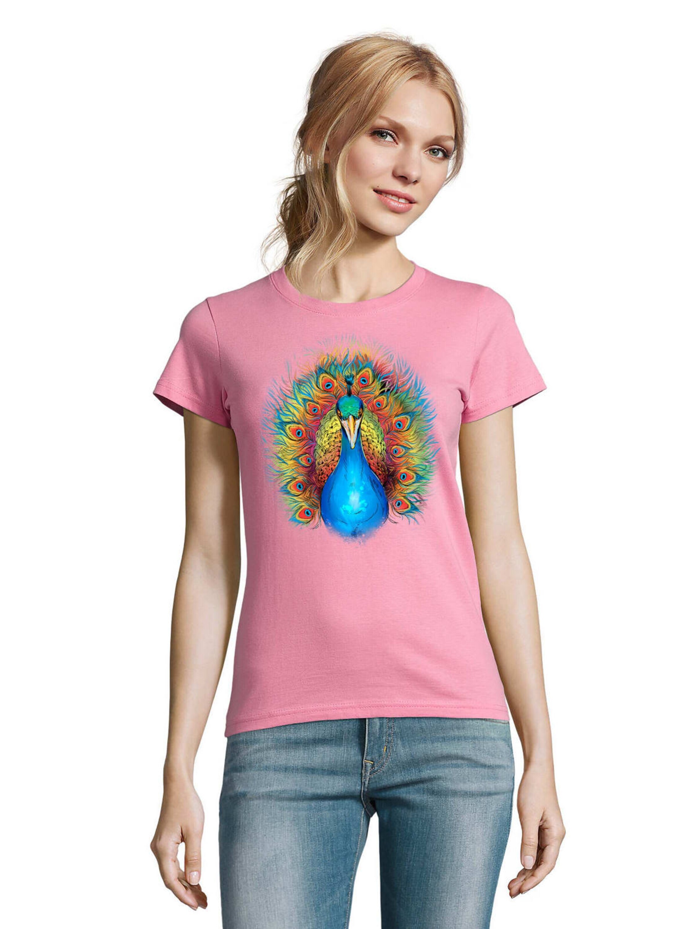 Blondie & Brownie Shirt 'BlauerPfau' in Pink: front