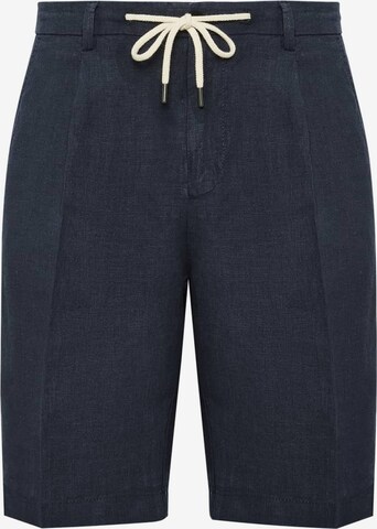 Boggi Milano Pleat-Front Pants in Blue: front