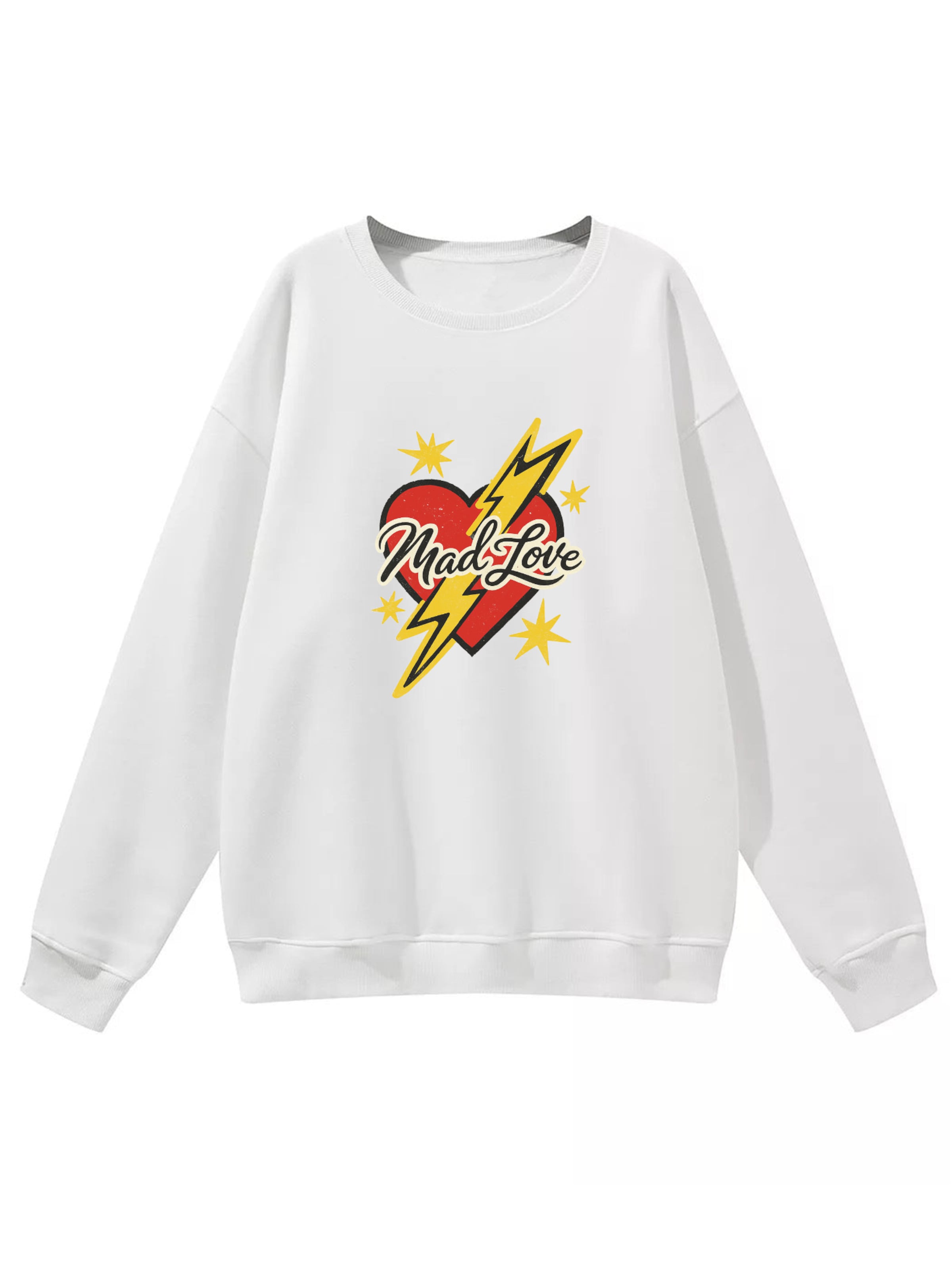 GORHEY Sweatshirt 'Women's Crew Neck Sweatshirt with Red Heart Peach Print, Loose Long Sleeve Fleece Pullover'‌‌‌‌‌‌ in Weiß