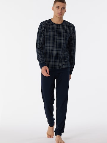 SCHIESSER Pyjama lang ' Fine Interlock ' in Blauw: voorkant