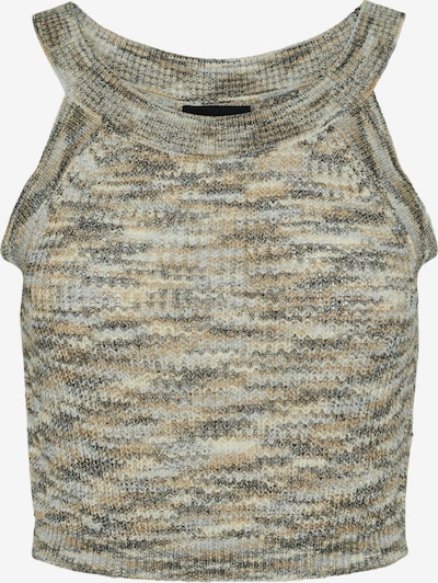 Megzta palaidinė be rankovių 'KERA' iš PIECES, spalva – gelsvai pilka spalva / rusvai žalia / alyvuogių spalva, Prekių apžvalga