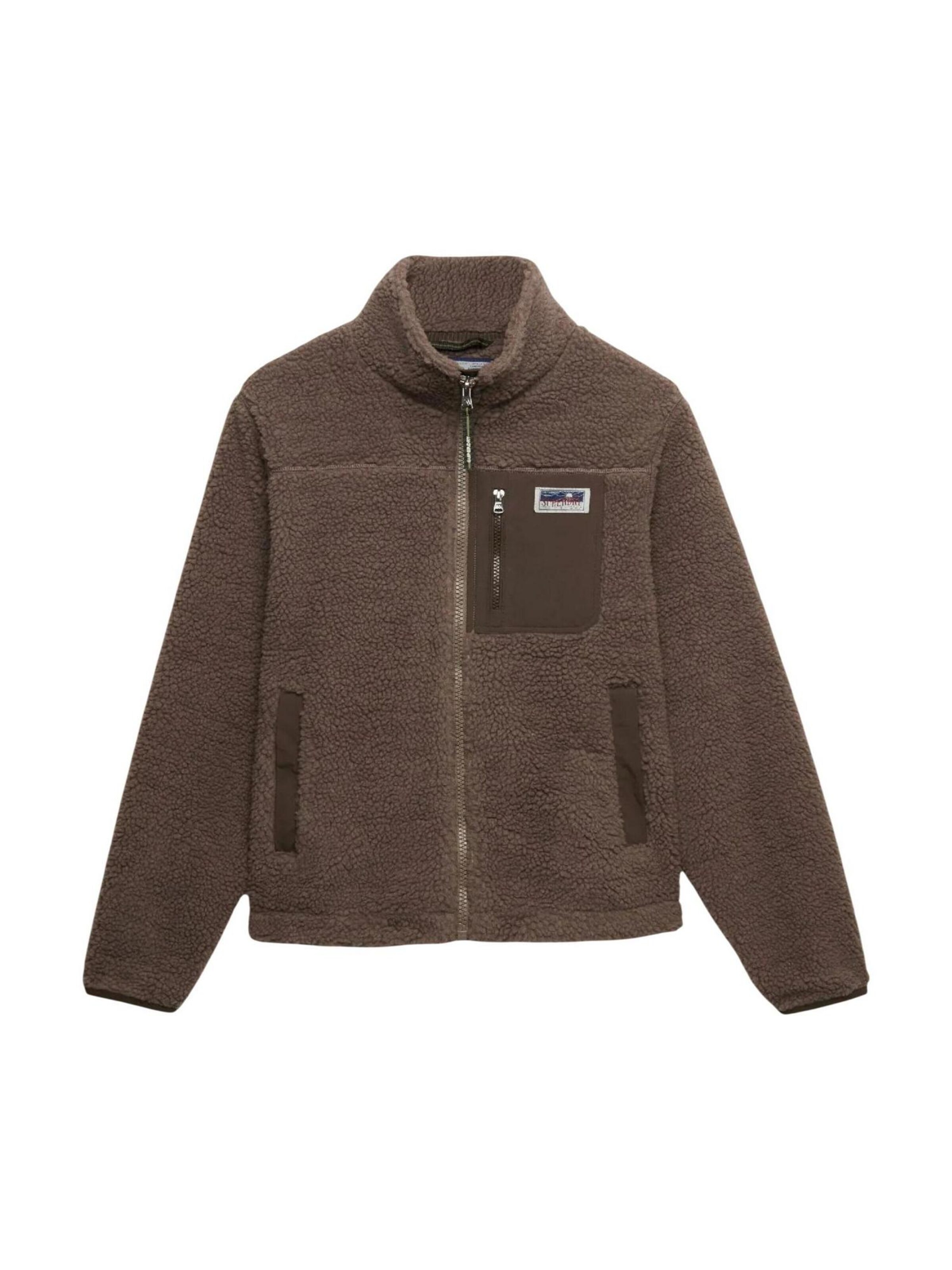 Superdry Fleece jas 'HERITAGE ZIP THROUGH FLEECE SDW2012736A' in Bruin: voorkant