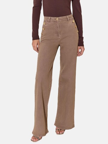 Lipsy Wide leg Jeans in Beige: front
