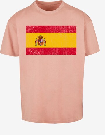 F4NT4STIC T-Shirt 'Spain Spanien Flagge distressed' in Orange: predná strana