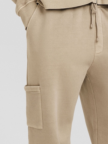 Bershka Wide Leg Hose in Beige