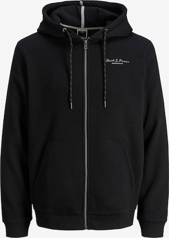 JACK & JONES Zip-Up Hoodie 'Berg' in Black: front