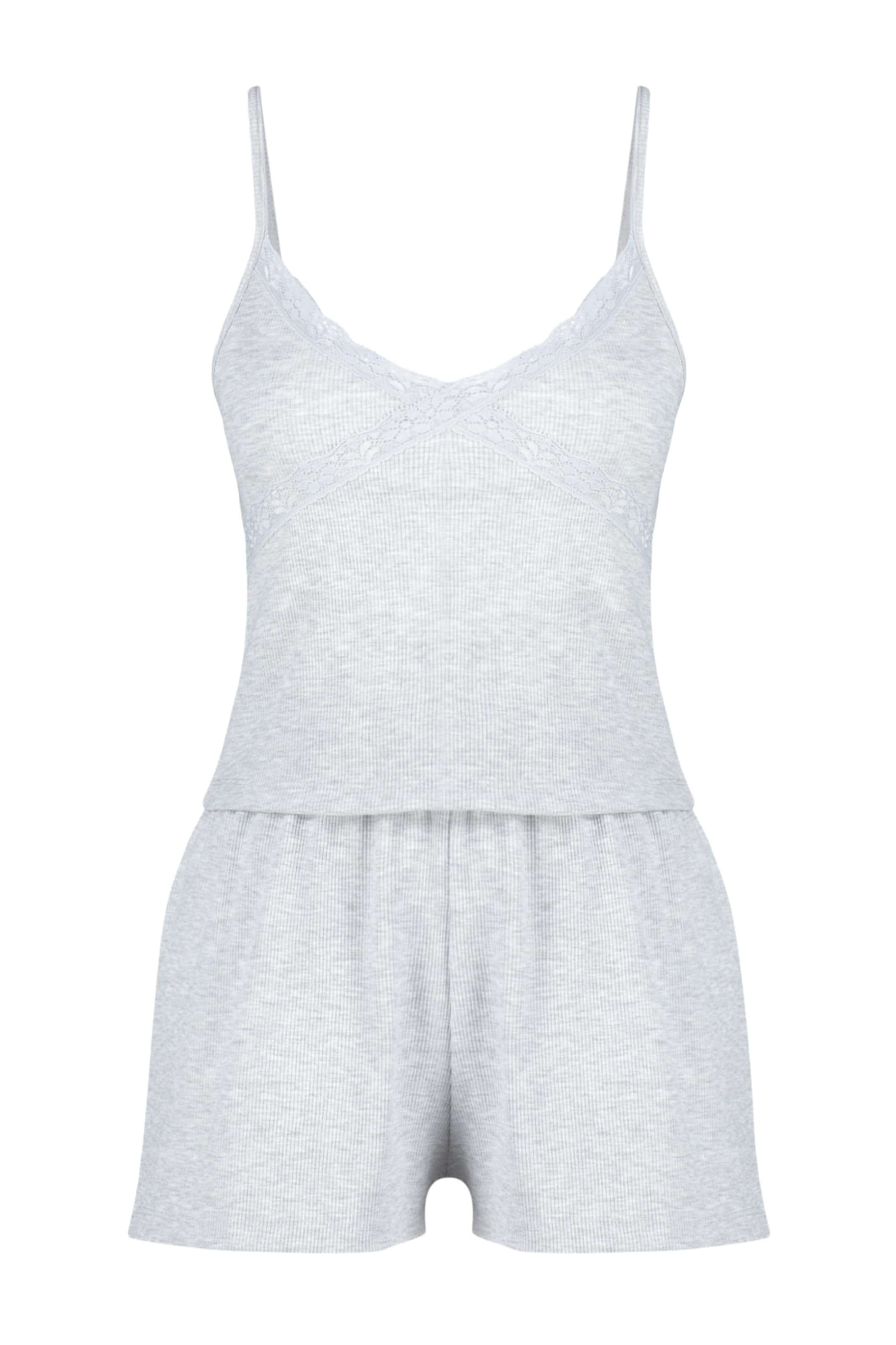 Trendyol - Pijama de pantalón corto en gris: frente