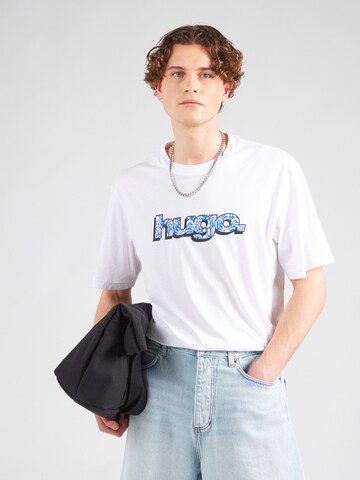 HUGO - Camisa 'Nugibol' em branco: frente