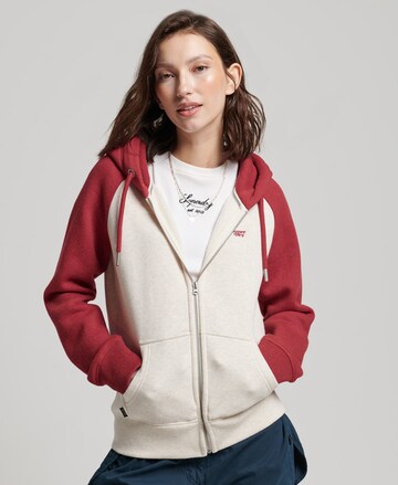 Superdry Zip-Up Hoodie in White: front