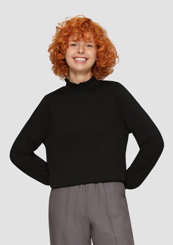 Sweat-shirt QS en noir : devant