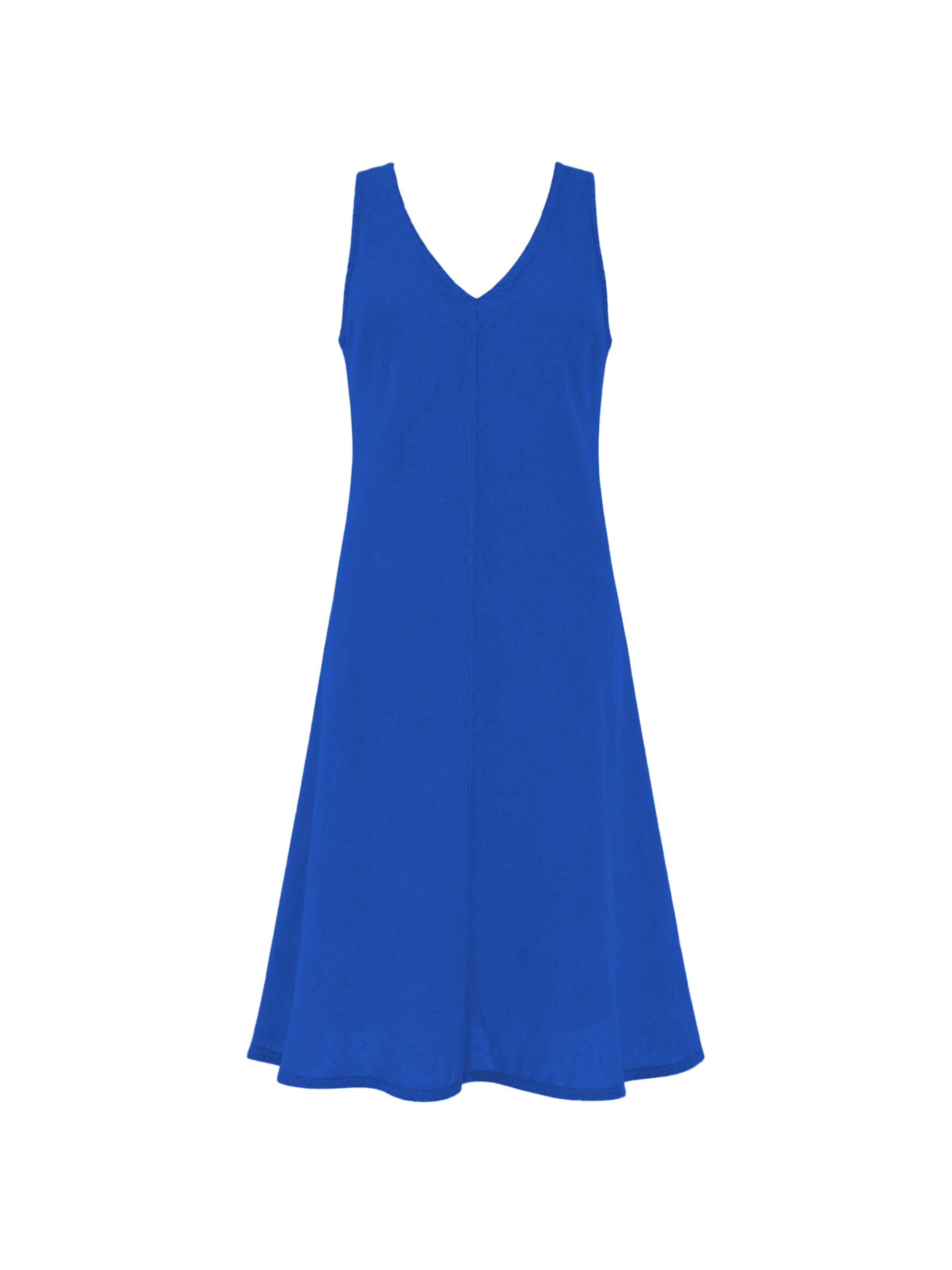 Robe d’été 'V Neck Linen Cami Dress' Haris Cotton en bleu : devant