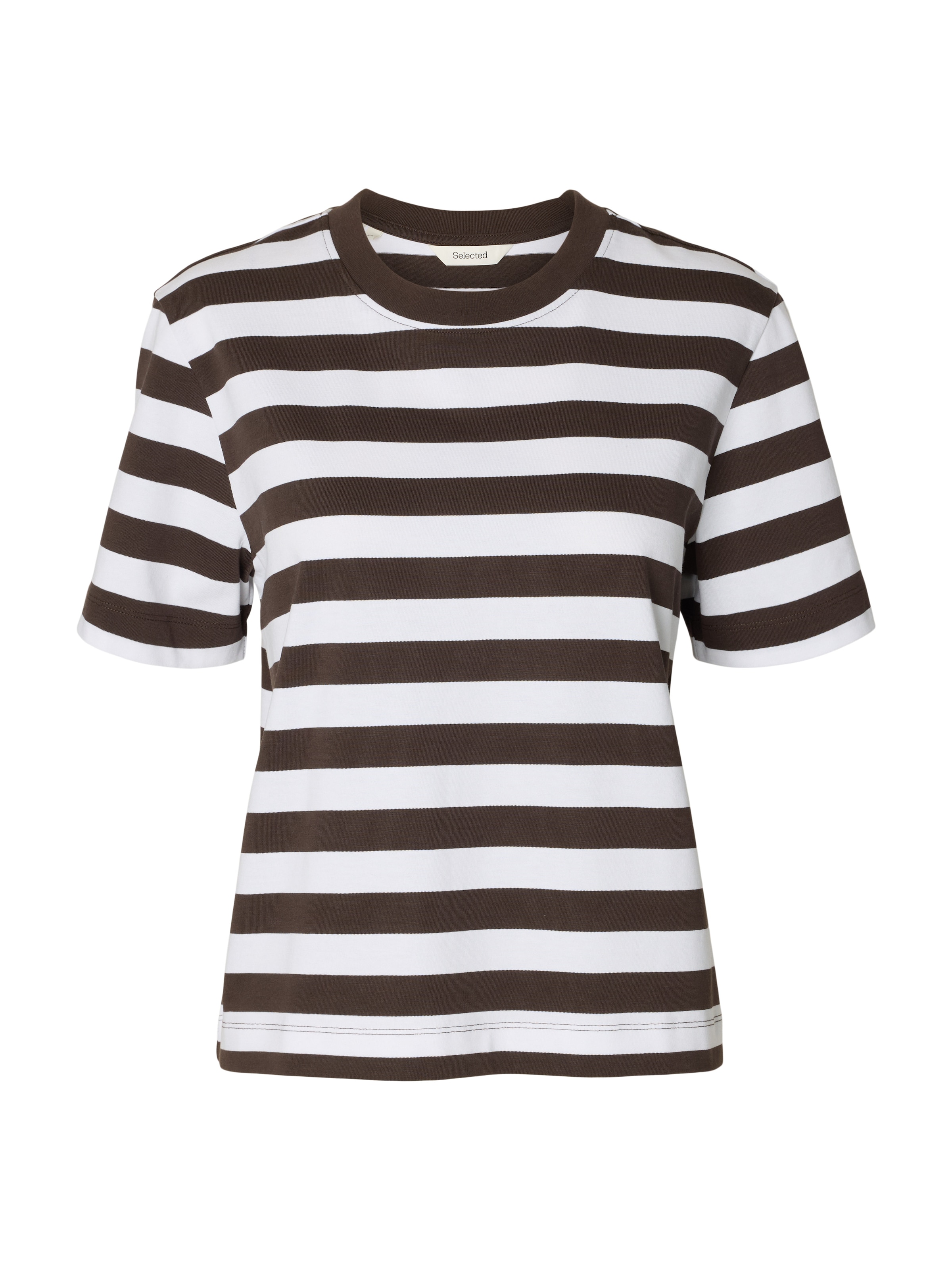 Tricou 'SLFESSENTIAL' de la SELECTED pe maro: față