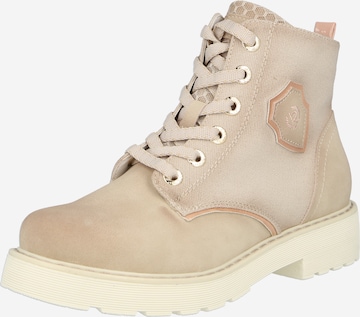 bugatti Lace-Up Ankle Boots in Beige: front