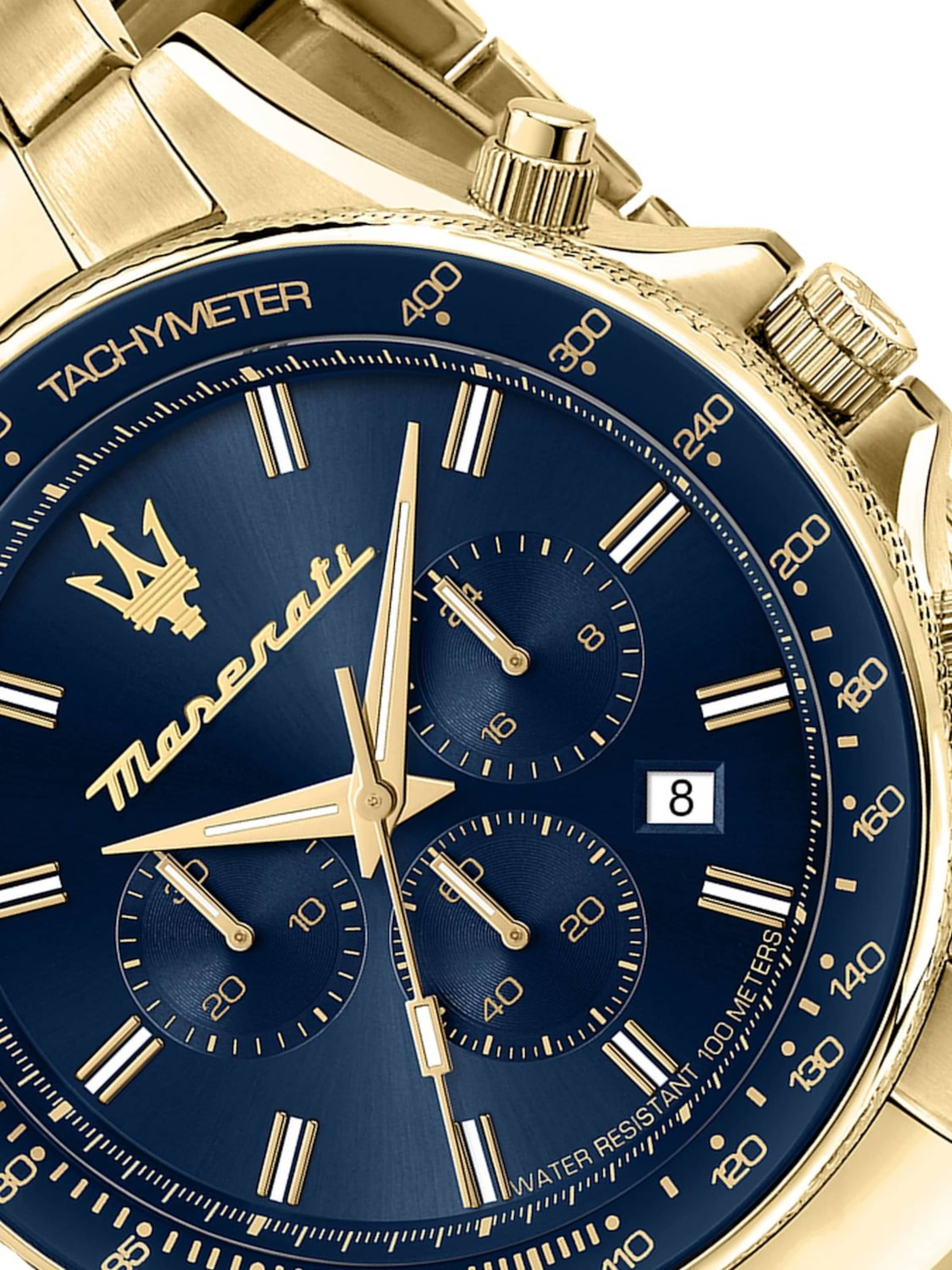 Montre à affichage analogique Maserati en or