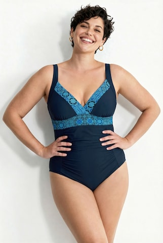 Ulla Popken Bustier Badpak in Blauw