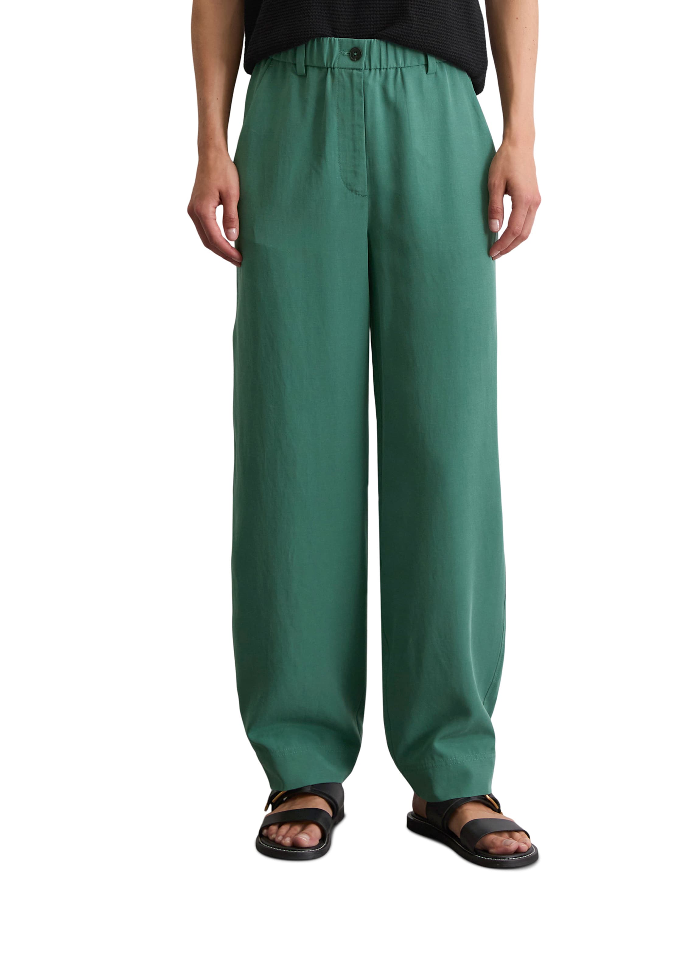 Marc O'Polo Wide leg Broek in Groen: voorkant