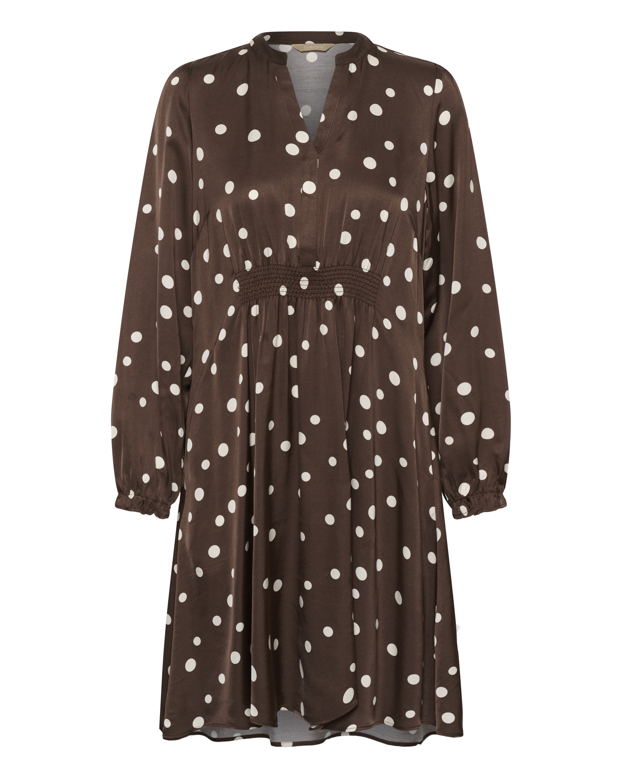 CULTURE Jurk 'Dotty Berna' in Bruin: voorkant