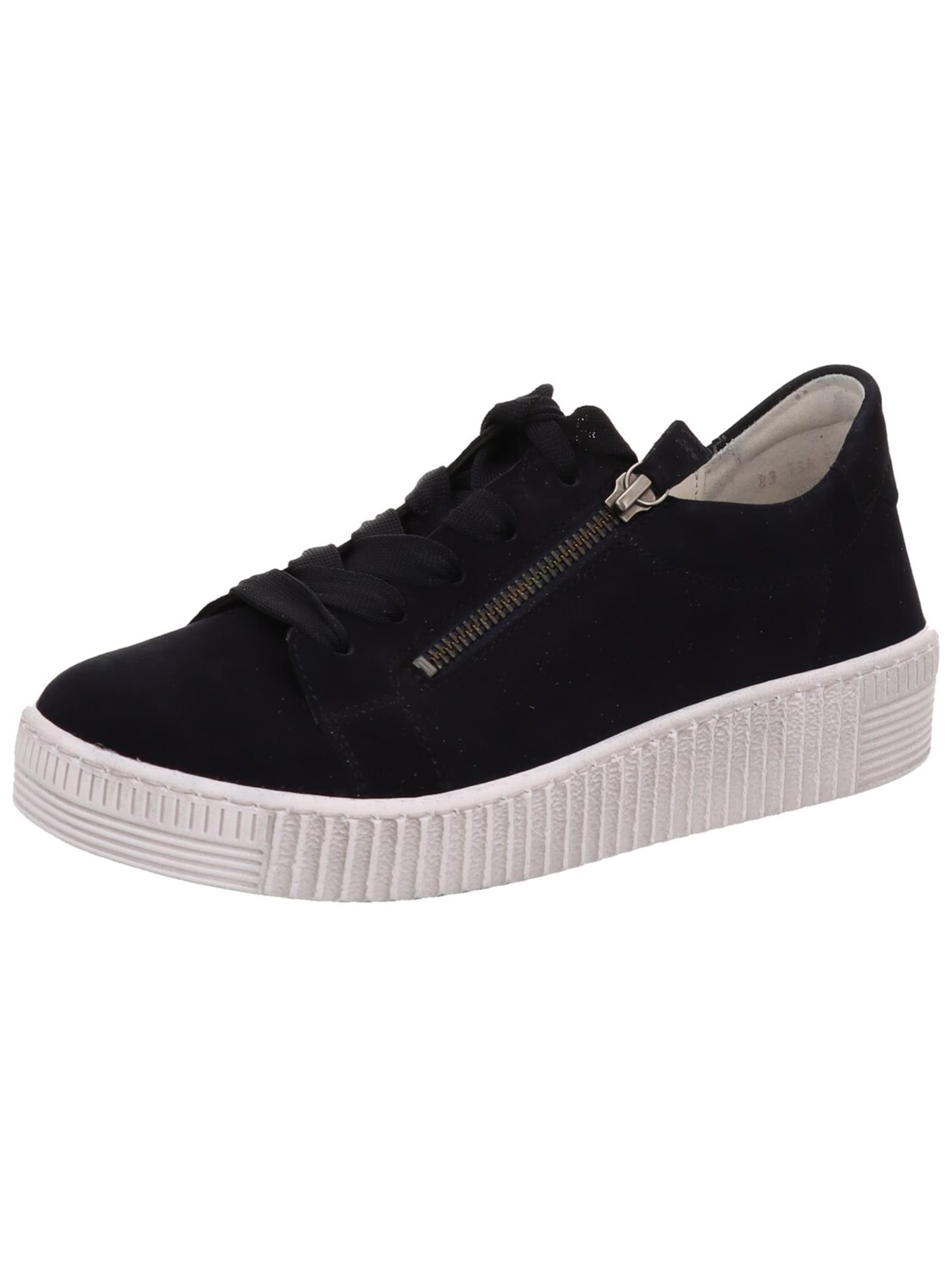 GABOR Sneakers laag 'Schnürschuh Damen 83-334-16 Echtleder in dunkelblau' in Zwart: voorkant