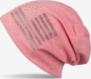 styleBREAKER Mütze 'Beanie mit USA Flagge aus Strass' in Orange: Vorderseite
