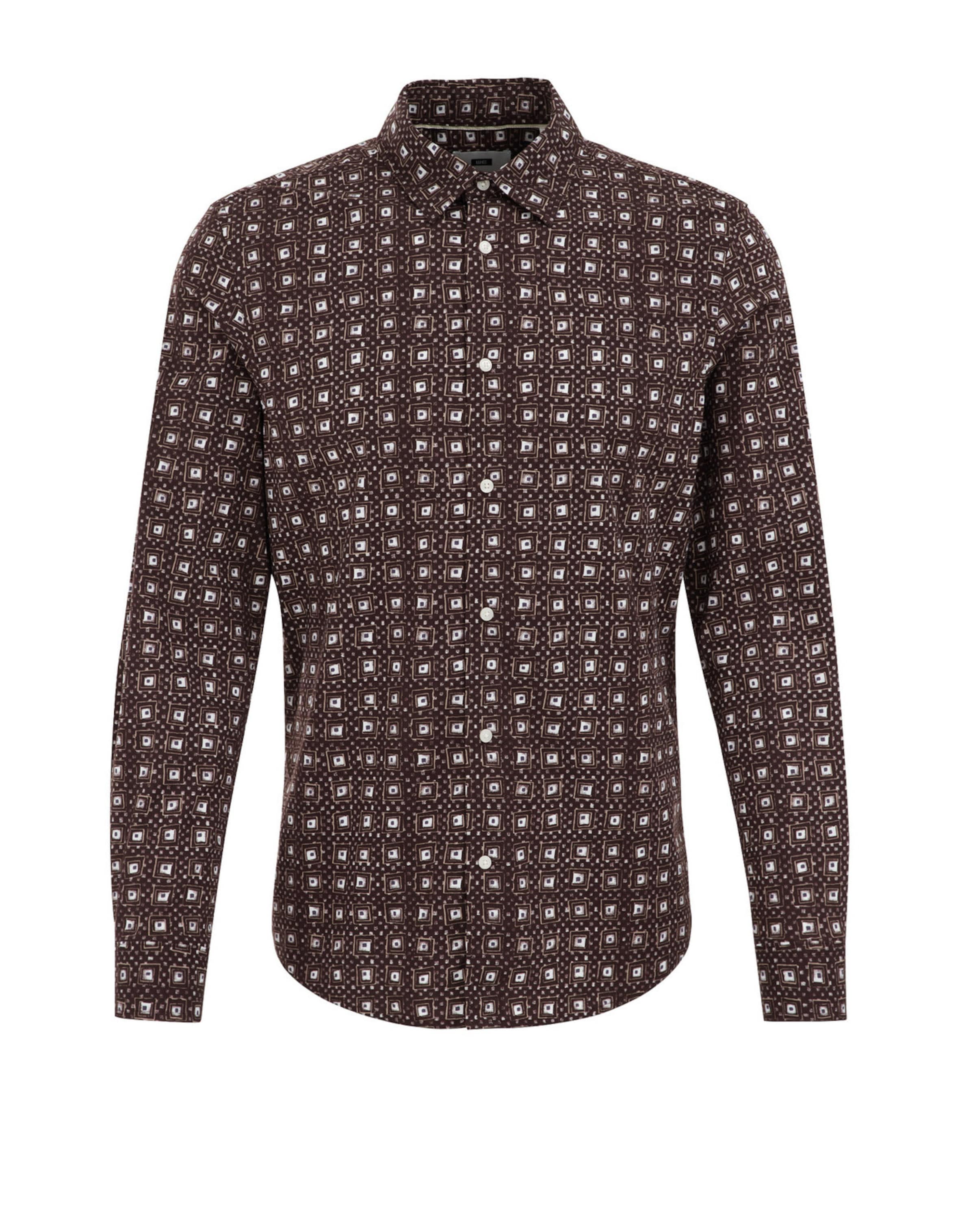 WE Fashion Regular fit Button Up Shirt in Brown: front