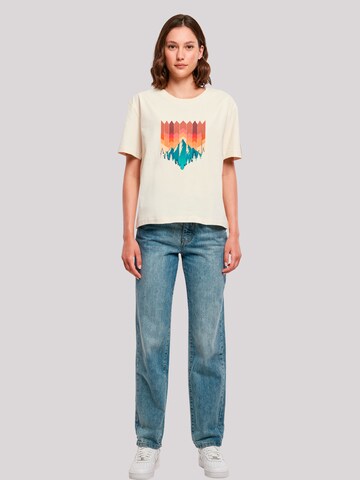 F4NT4STIC Shirt 'Geometric Mountain Sunset' in Beige
