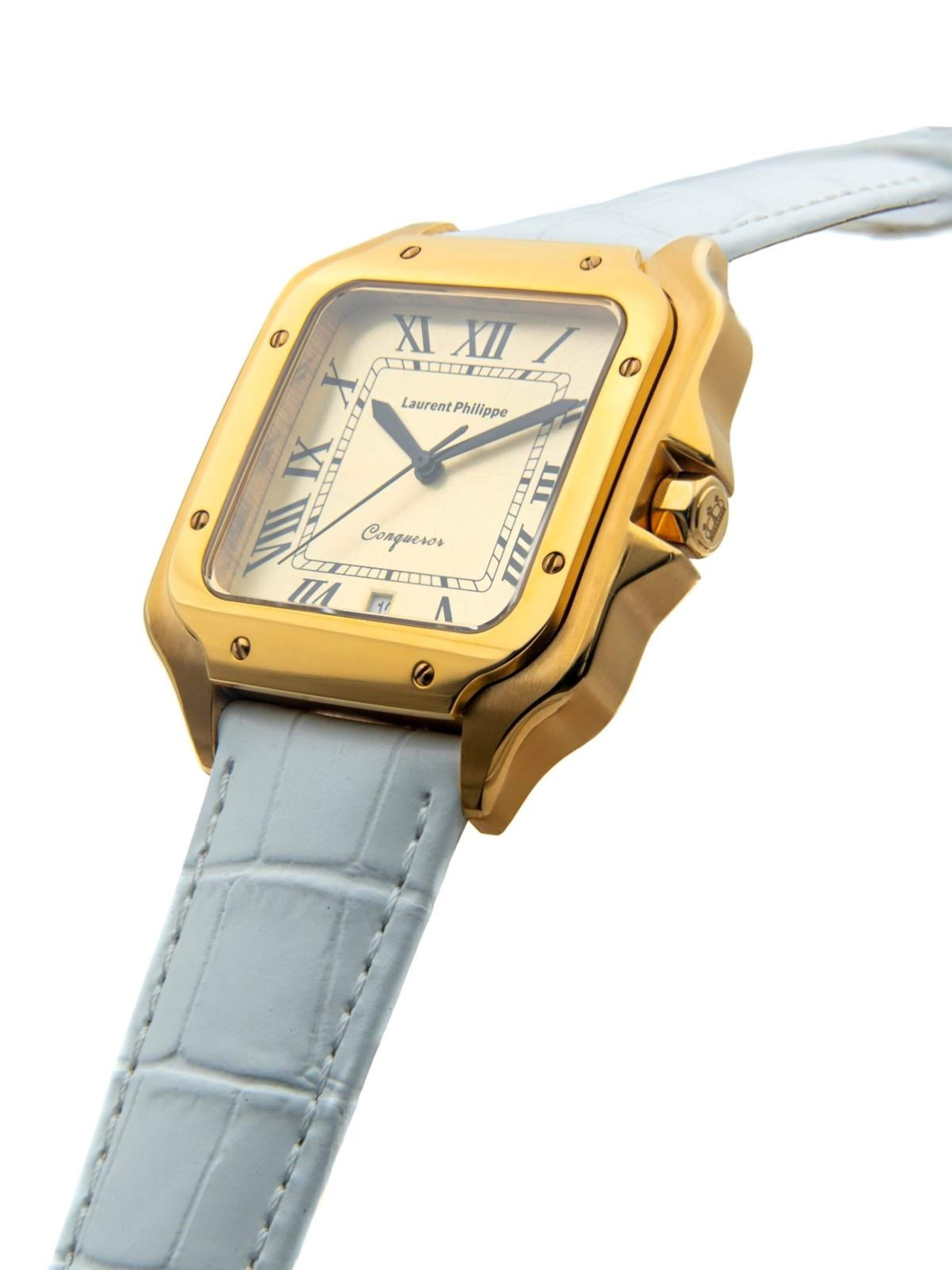 Laurent Philippe - Reloj analógico 'Conqueror The Golden Eye – Bianco Bianco' en blanco